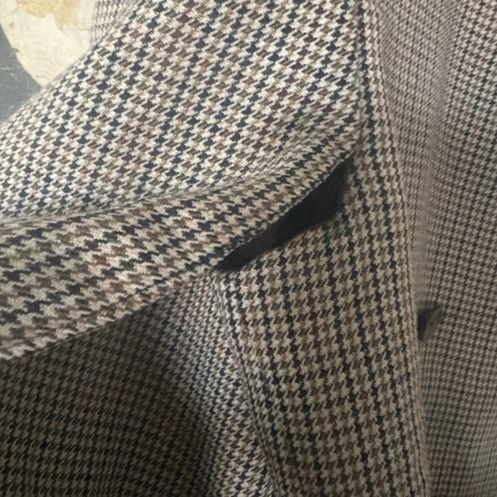 Maison Margiela Houndstooth Plaid Cape Jacket Brown Camel Wool IT 44 US Size 12 - Picture 9 of 16